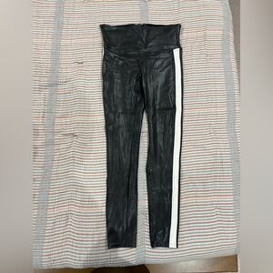Spanx black with racing stripe athletic leggings size L